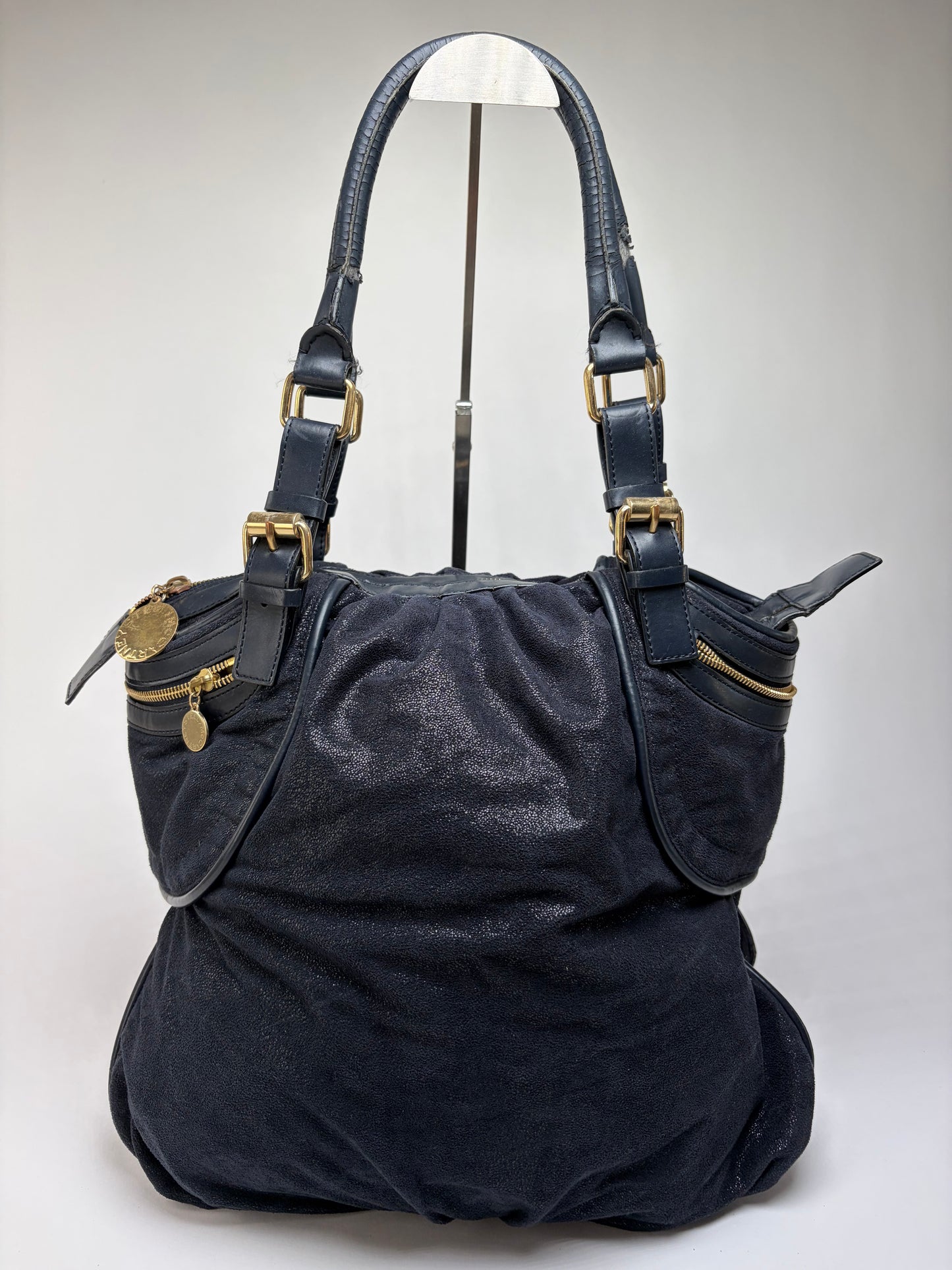 Vintage Stella Mc Cartney Falabella Structured Bag Navy Gold