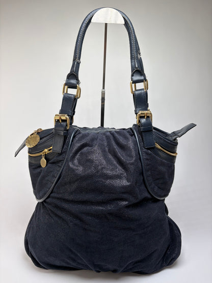 Vintage Stella Mc Cartney Falabella Structured Bag Navy Gold