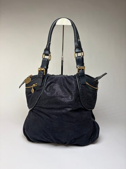 Vintage Stella Mc Cartney Falabella Structured Bag Navy Gold