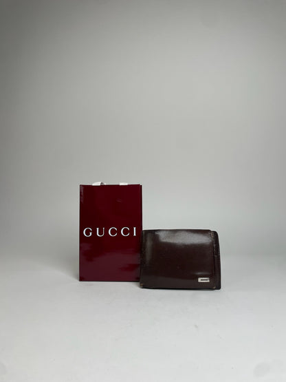Vintage Gucci Flapable Leather Wallet Brown