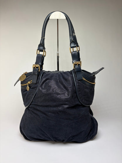 Vintage Stella Mc Cartney Falabella Structured Bag Navy Gold