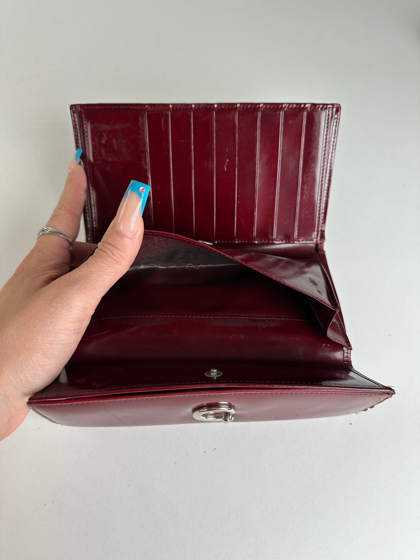 Vintage Cartier Patent Wallet Burgundy
