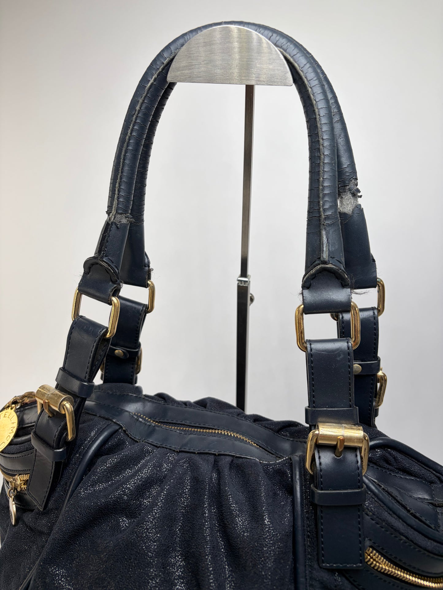 Vintage Stella Mc Cartney Falabella Structured Bag Navy Gold