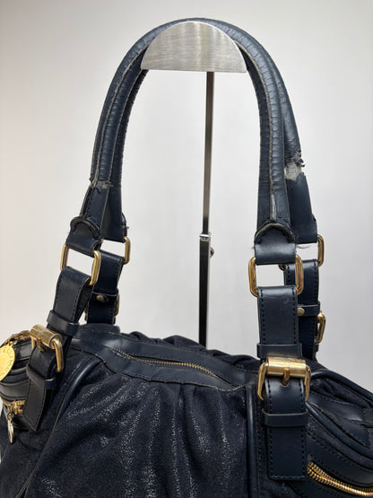 Vintage Stella Mc Cartney Falabella Structured Bag Navy Gold