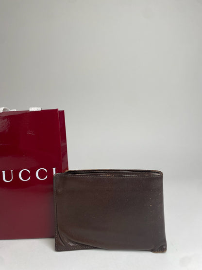 Vintage Gucci Flapable Leather Wallet Brown