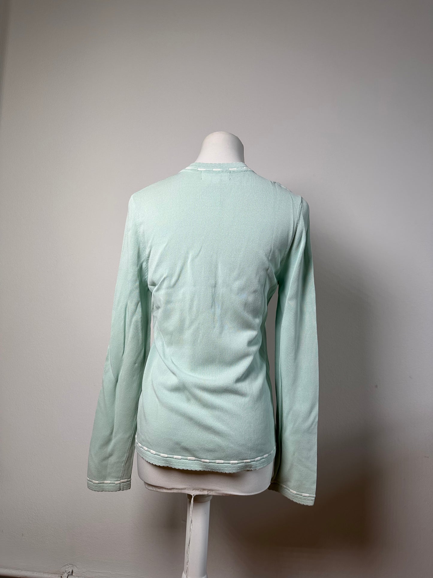 Vintage Courreges Cotton Blend Cardigan Mint Green L