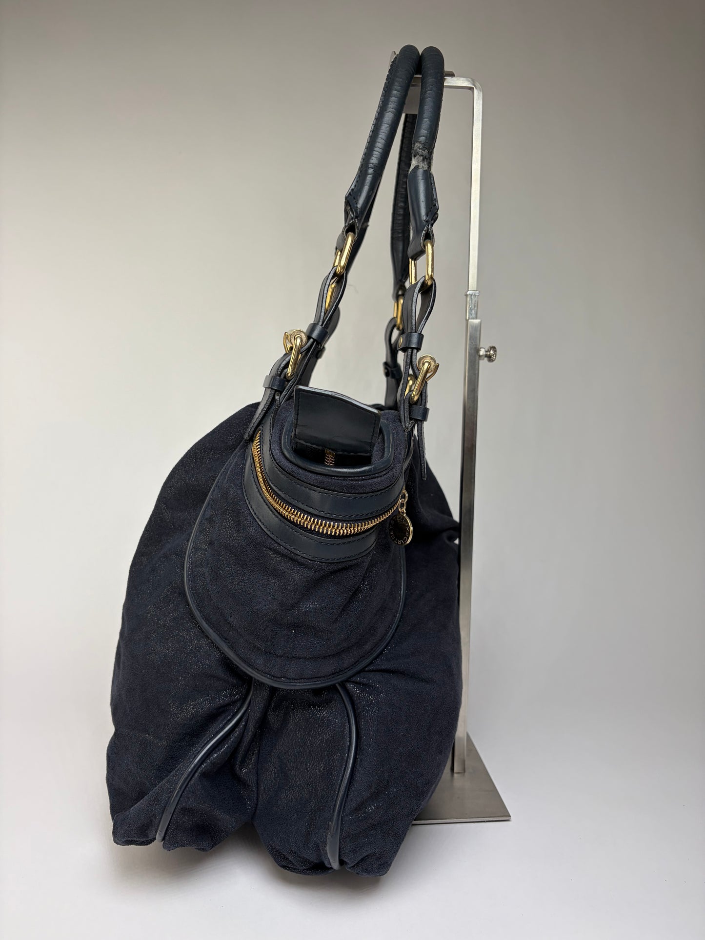 Vintage Stella Mc Cartney Falabella Structured Bag Navy Gold