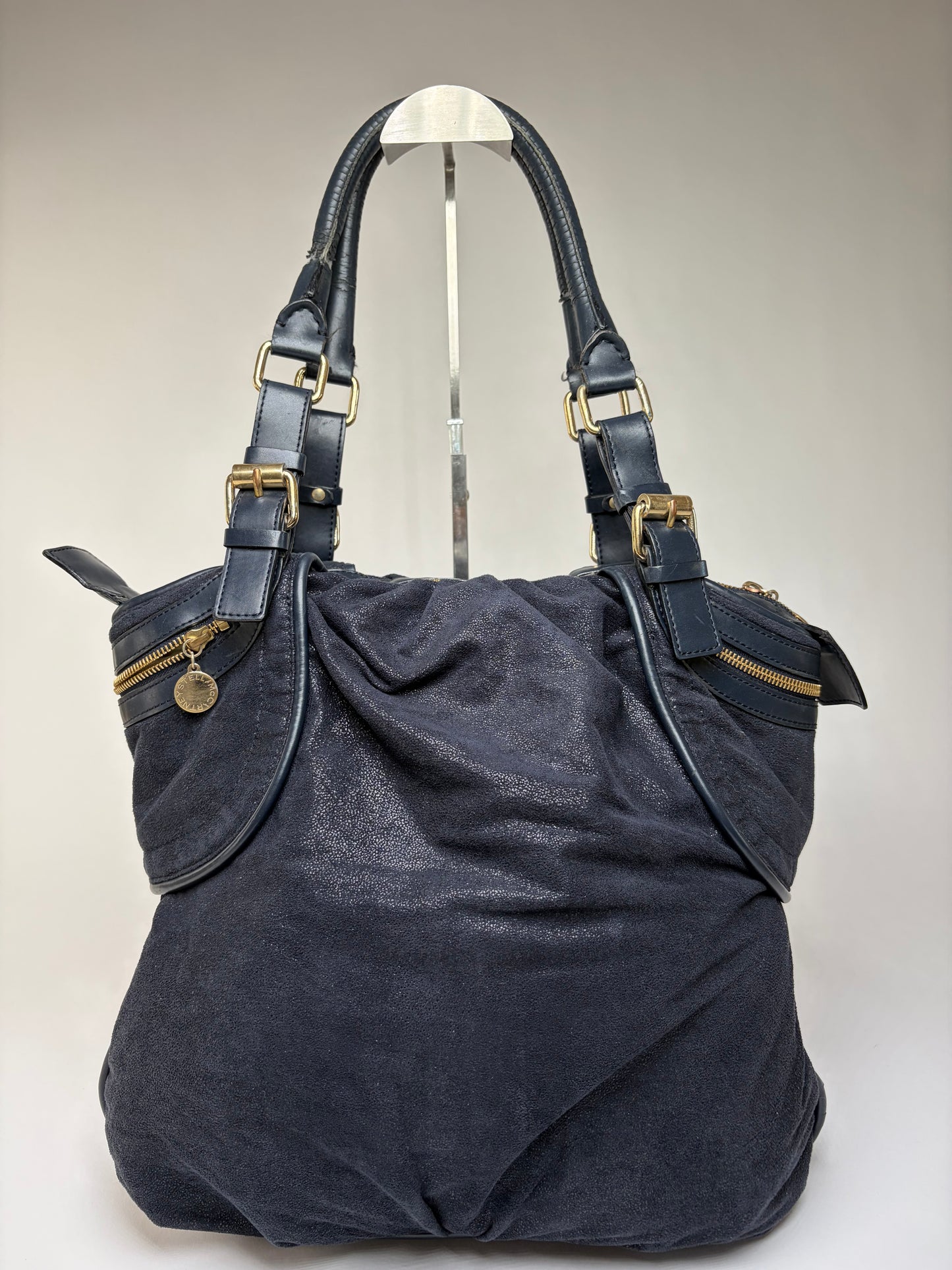 Vintage Stella Mc Cartney Falabella Structured Bag Navy Gold