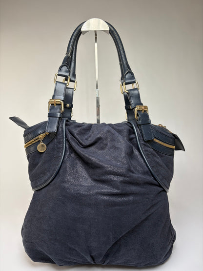 Vintage Stella Mc Cartney Falabella Structured Bag Navy Gold