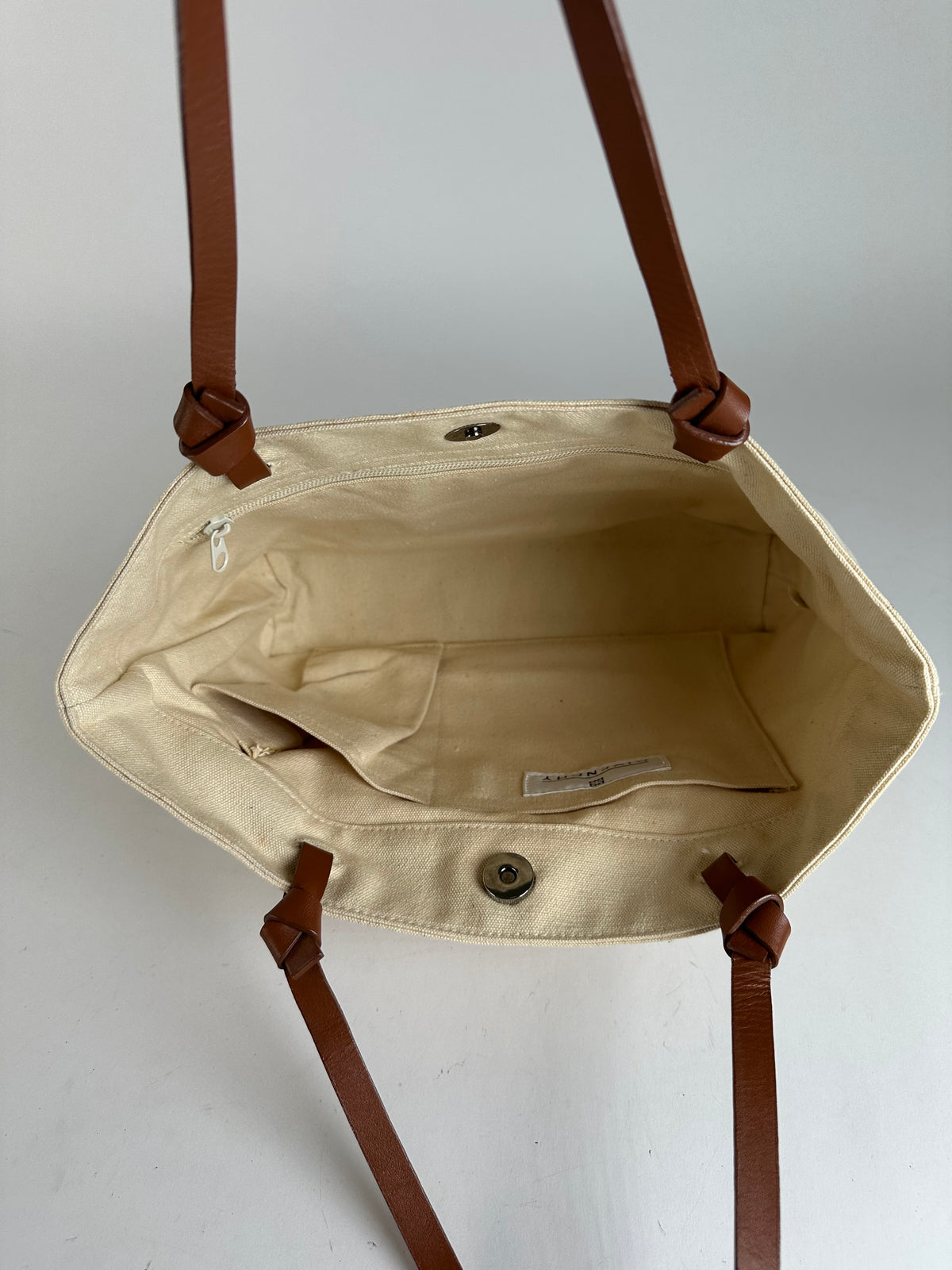 Vintage Givenchy Sequin Canvas Tote Late 1990s Beige Navy