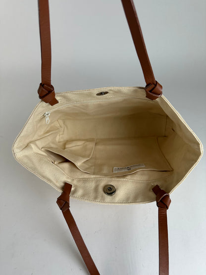 Vintage Givenchy Sequin Canvas Tote Late 1990s Beige Navy