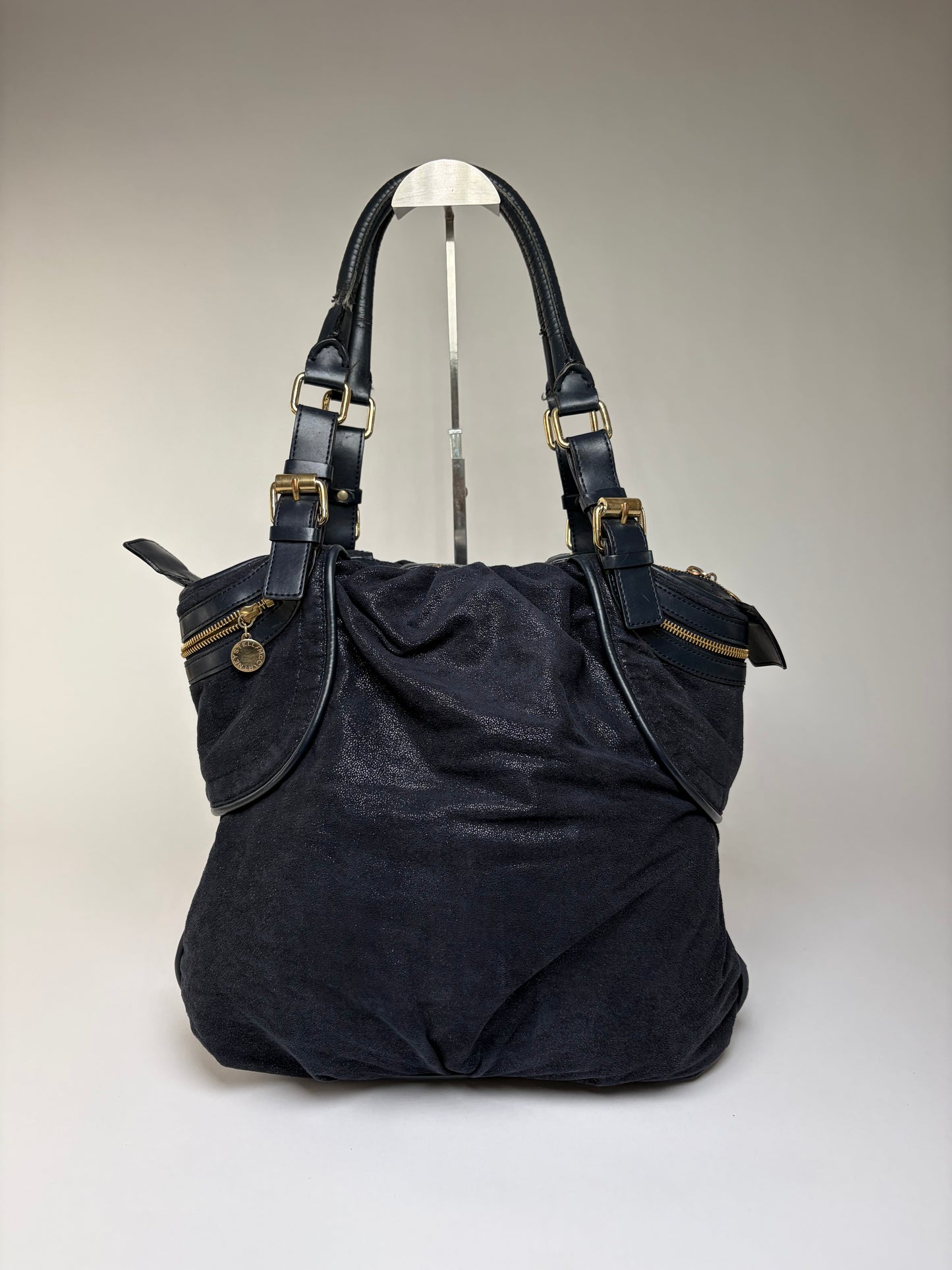 Vintage Stella Mc Cartney Falabella Structured Bag Navy Gold