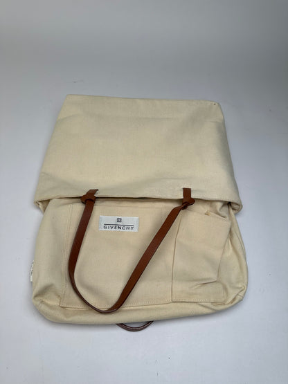 Vintage Givenchy Sequin Canvas Tote Late 1990s Beige Navy