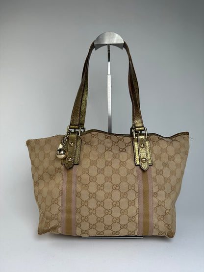 Vintage Gucci Gg Tote Bag Beige