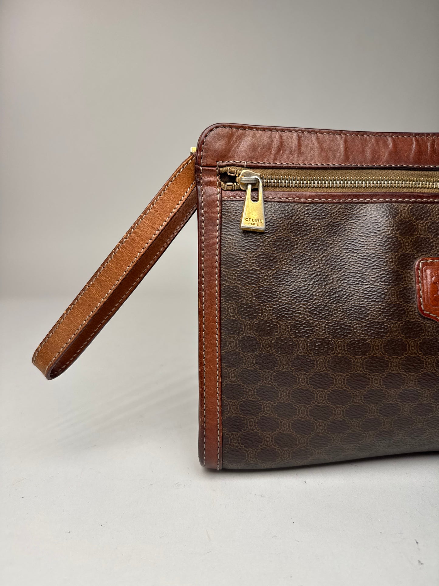 Pochette vintage en cuir marron Céline Paris
