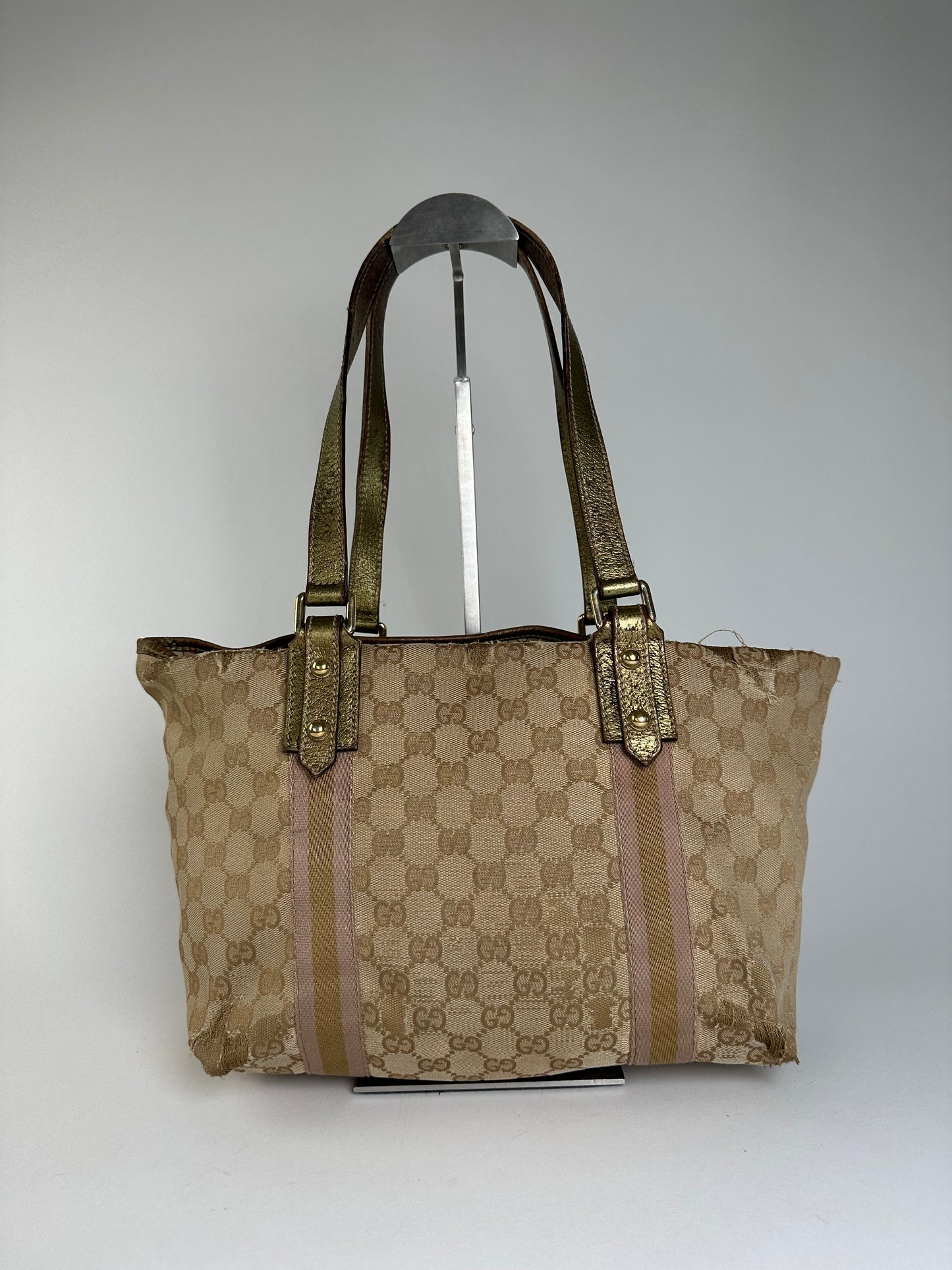 Vintage Gucci Gg Tote Bag Beige