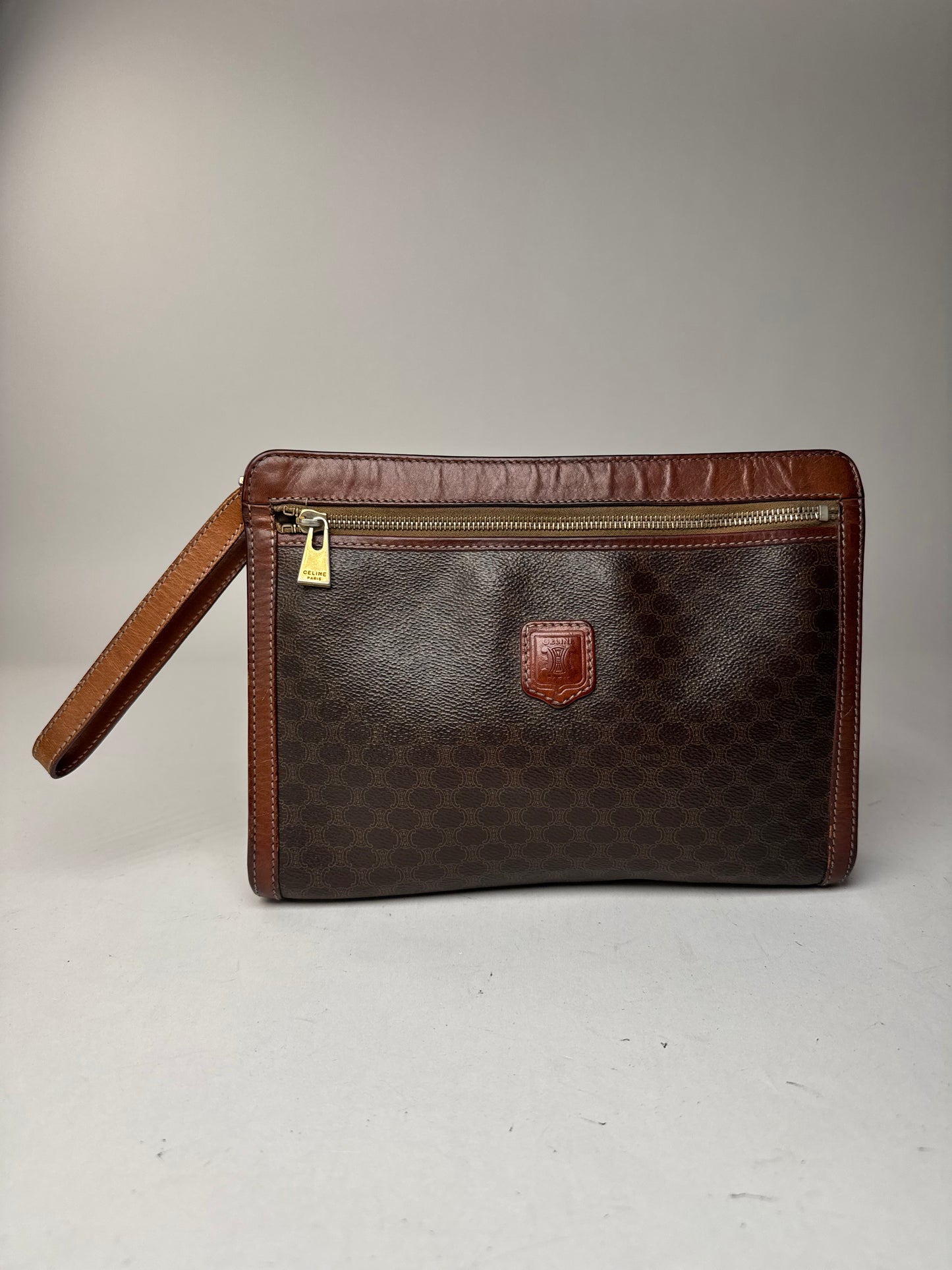 Pochette vintage en cuir marron Céline Paris
