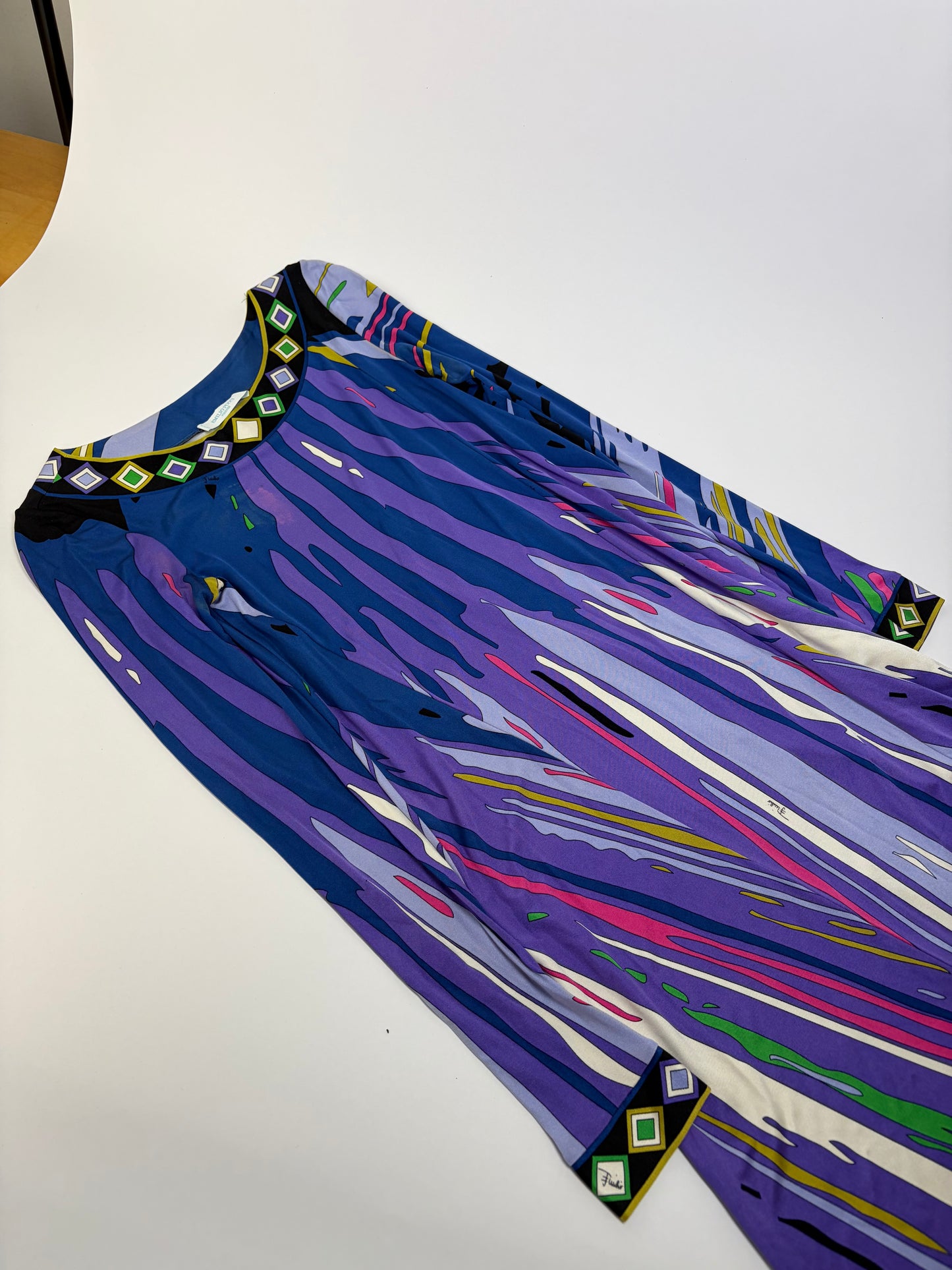 Vintage Emilio Pucci Silk Long Sleeve Dress Multicolor XS
