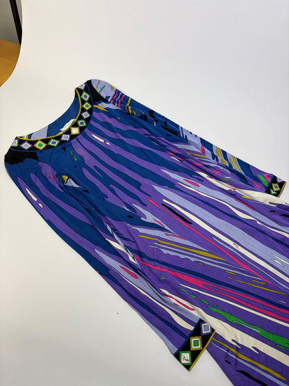 Vintage Emilio Pucci Silk Long Sleeve Dress Multicolor XS