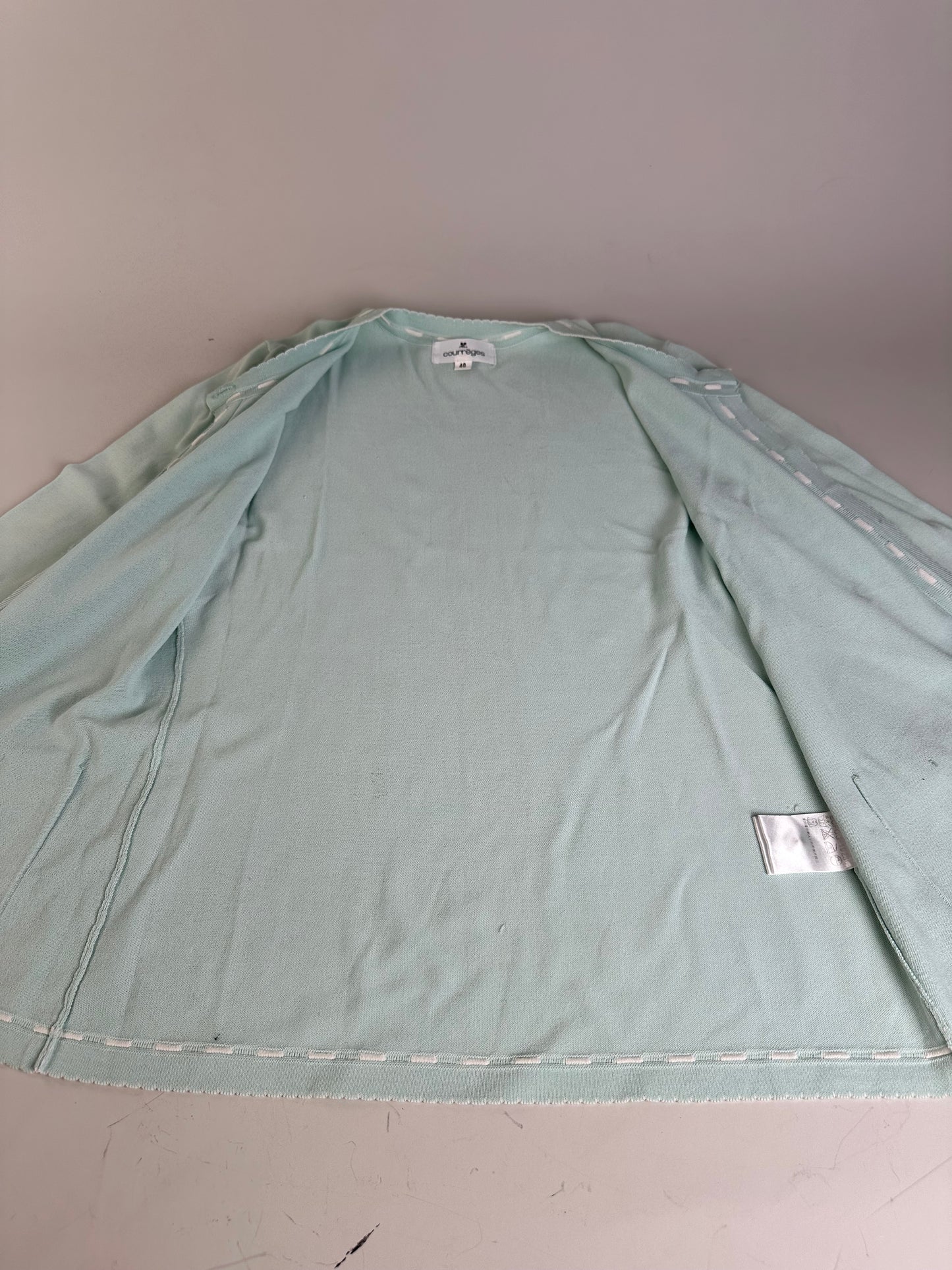 Vintage Courreges Cotton Blend Cardigan Mint Green L