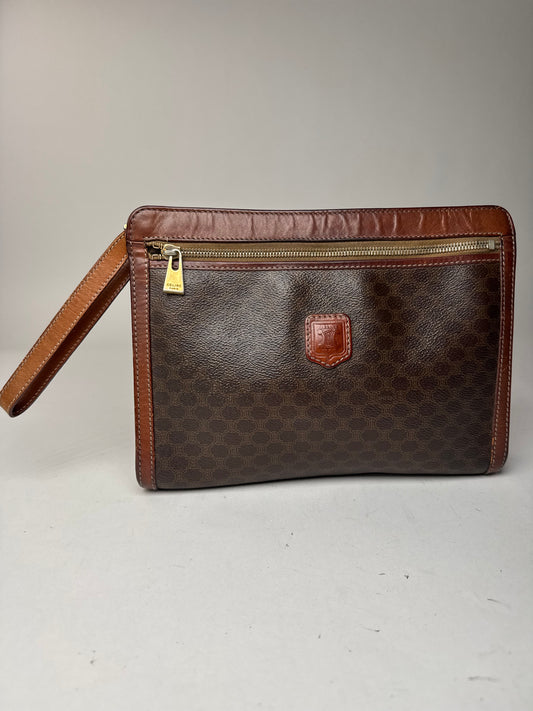 Pochette vintage en cuir marron Céline Paris