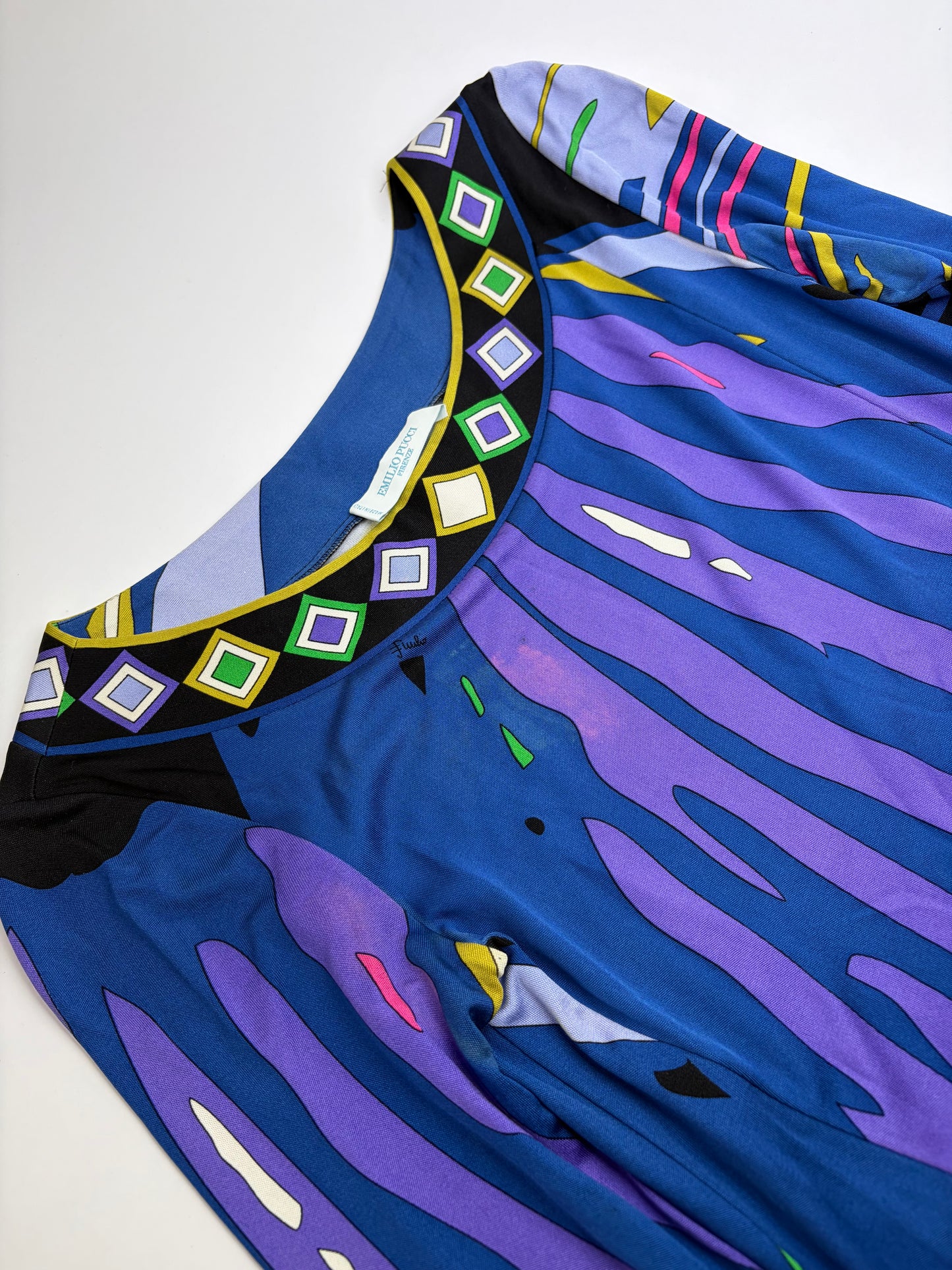 Vintage Emilio Pucci Silk Long Sleeve Dress Multicolor XS