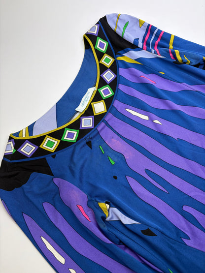 Vintage Emilio Pucci Silk Long Sleeve Dress Multicolor XS