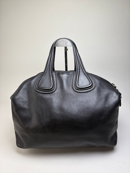 Vintage Givenchy Nightingale Tote Bag Black Leather Silver