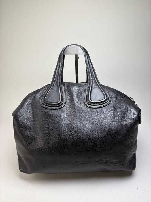 Vintage Givenchy Nightingale Tote Bag Black Leather Silver