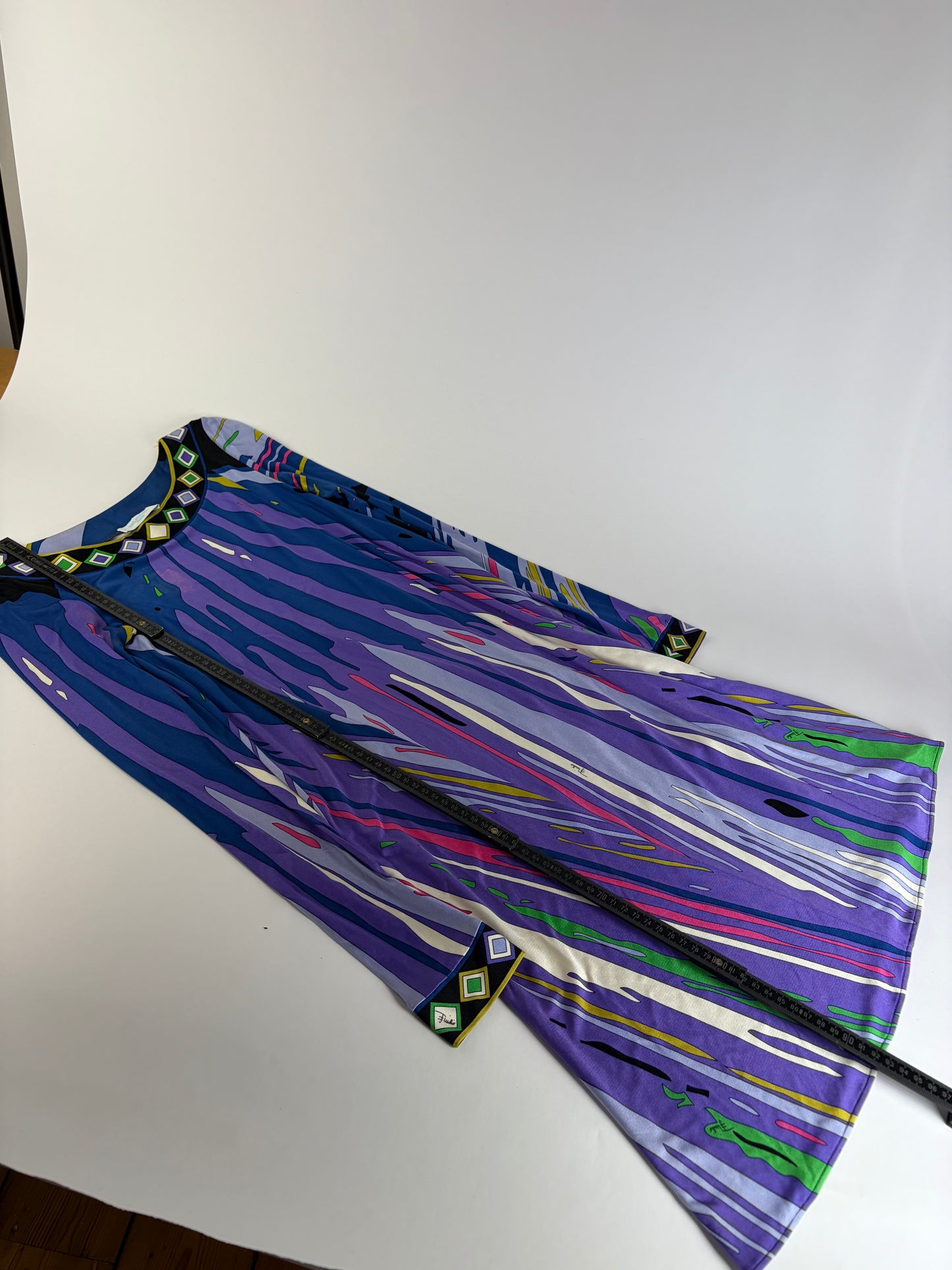 Vintage Emilio Pucci Silk Long Sleeve Dress Multicolor XS