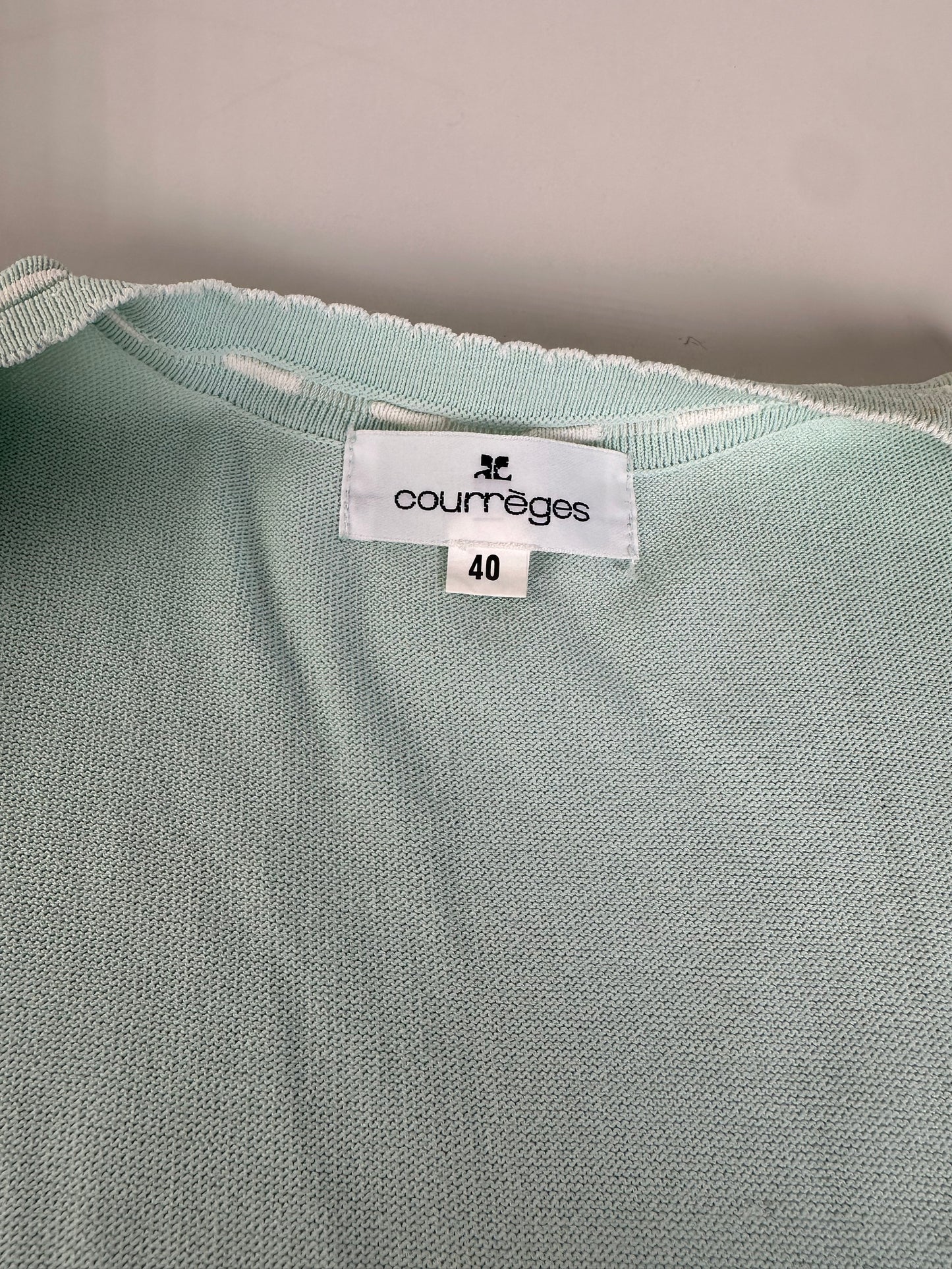 Vintage Courreges Cotton Blend Cardigan Mint Green L