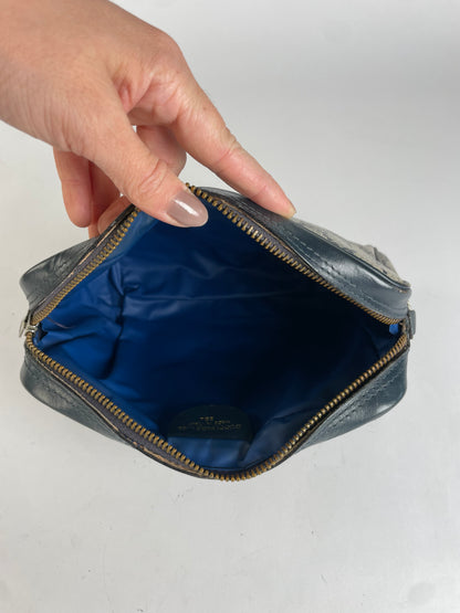 Vintage Gucci GG Plus Cosmetic Case c. Mid-1980s Cream Navy Red
