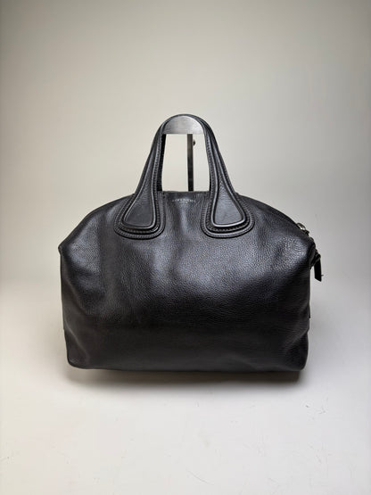 Vintage Givenchy Nightingale Tote Bag Black Leather Silver