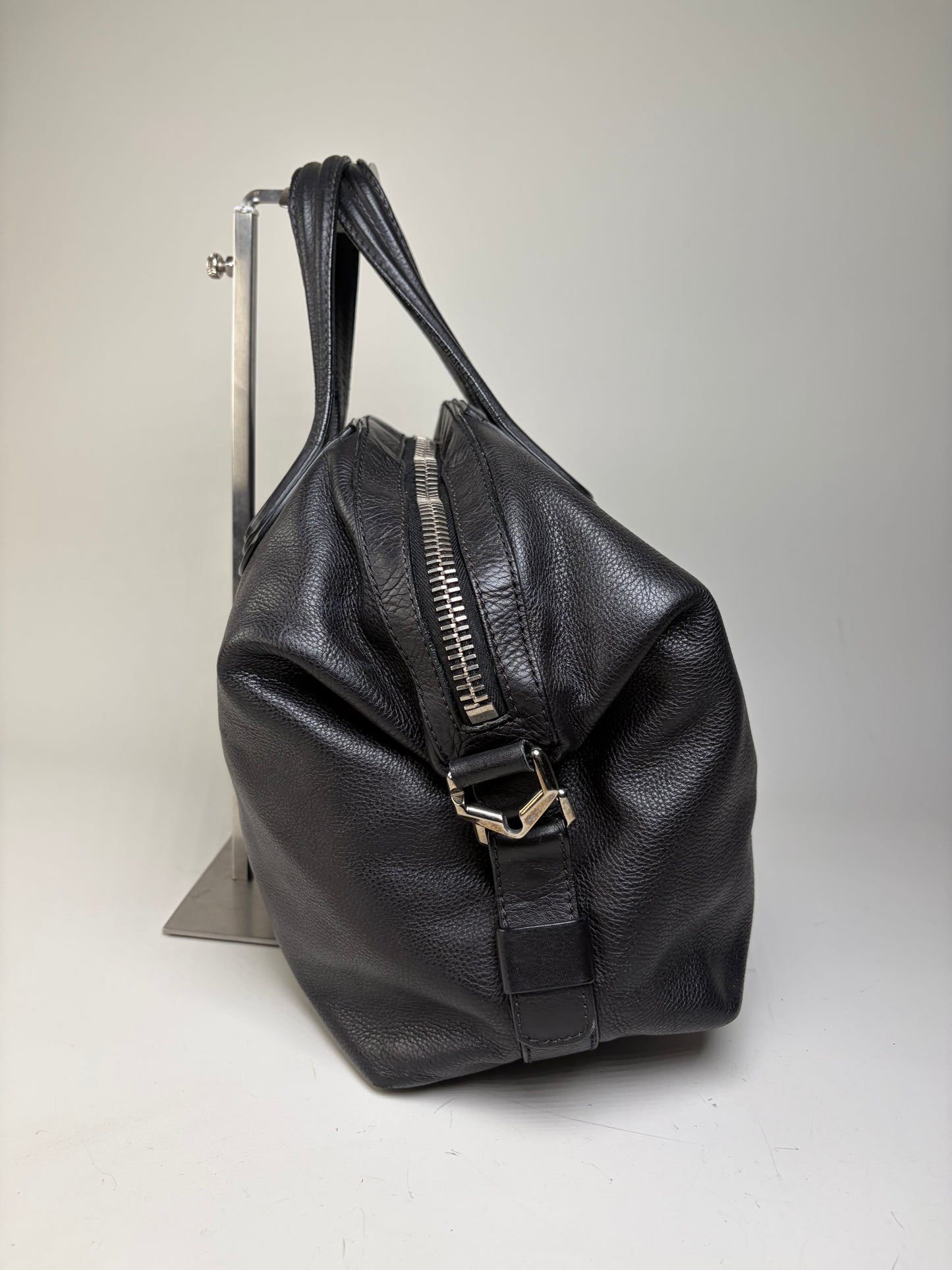 Vintage Givenchy Nightingale Tote Bag Black Leather Silver