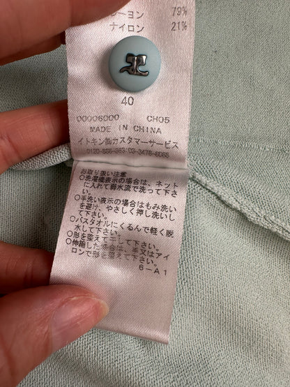 Vintage Courreges Cotton Blend Cardigan Mint Green L