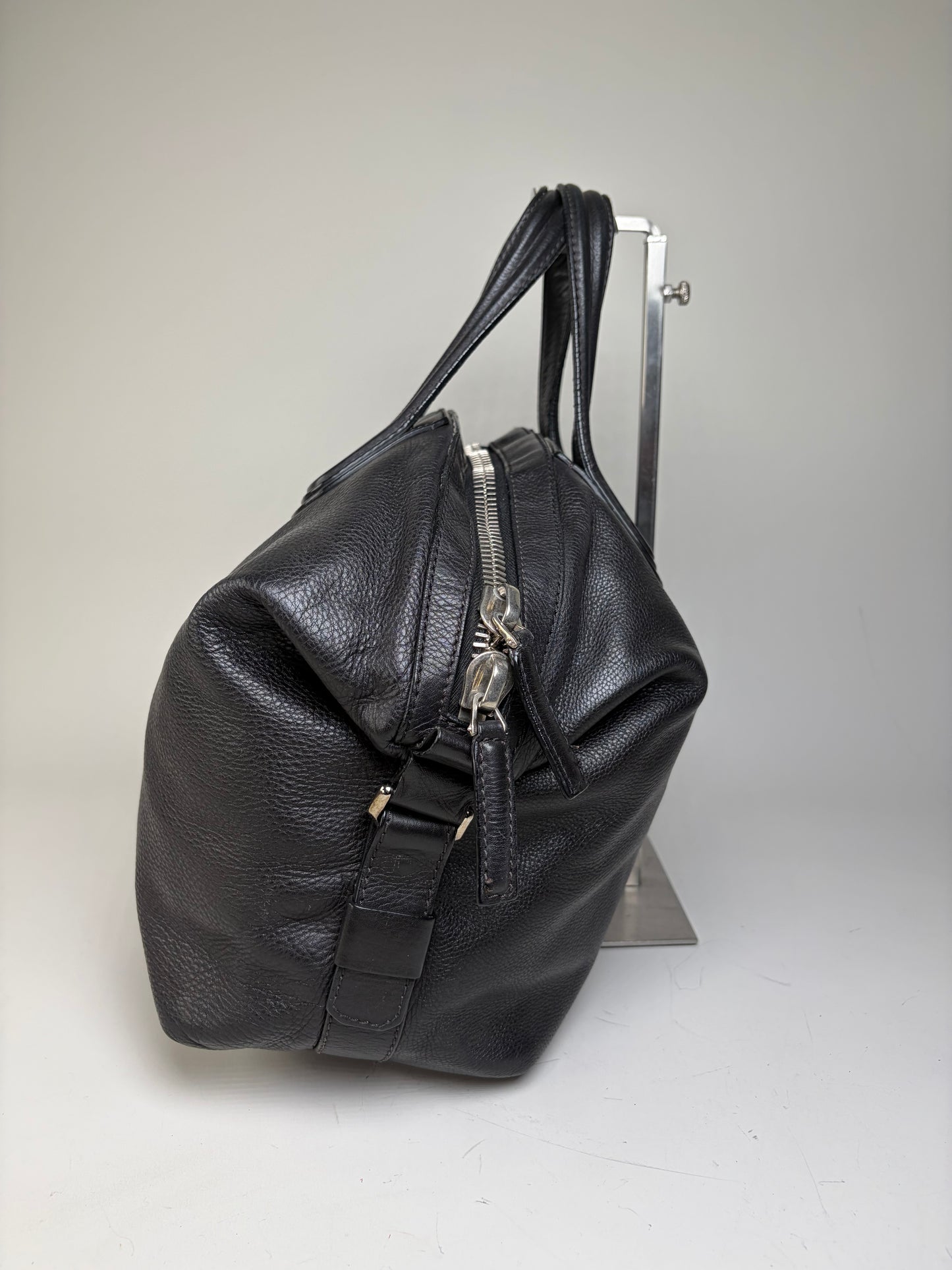 Vintage Givenchy Nightingale Tote Bag Black Leather Silver