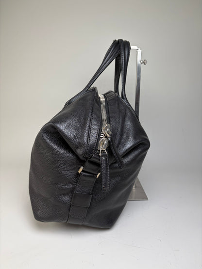 Vintage Givenchy Nightingale Tote Bag Black Leather Silver