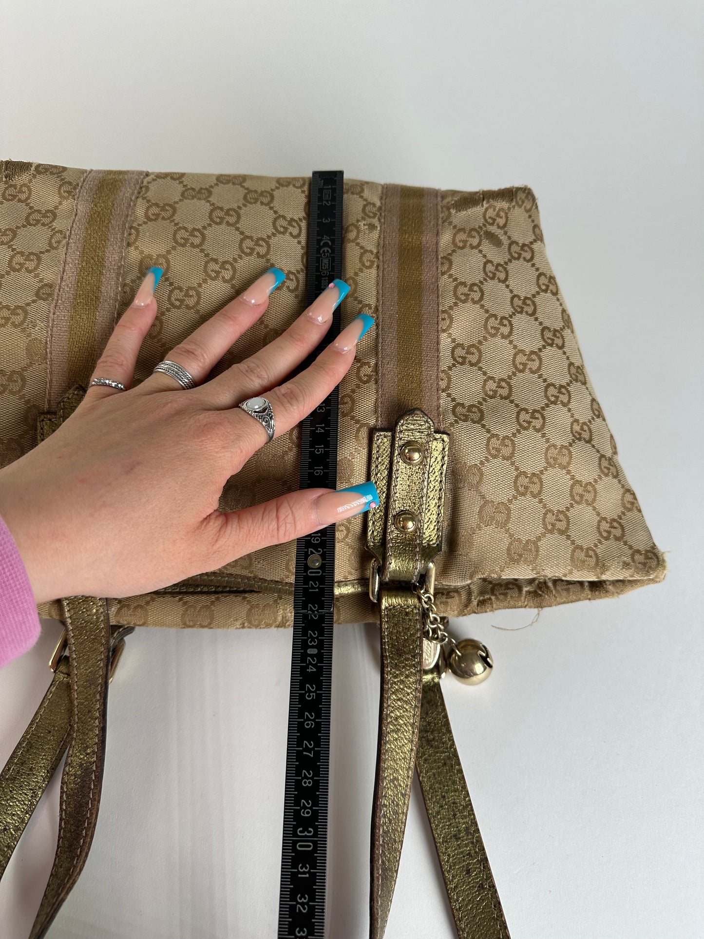 Vintage Gucci Gg Tote Bag Beige