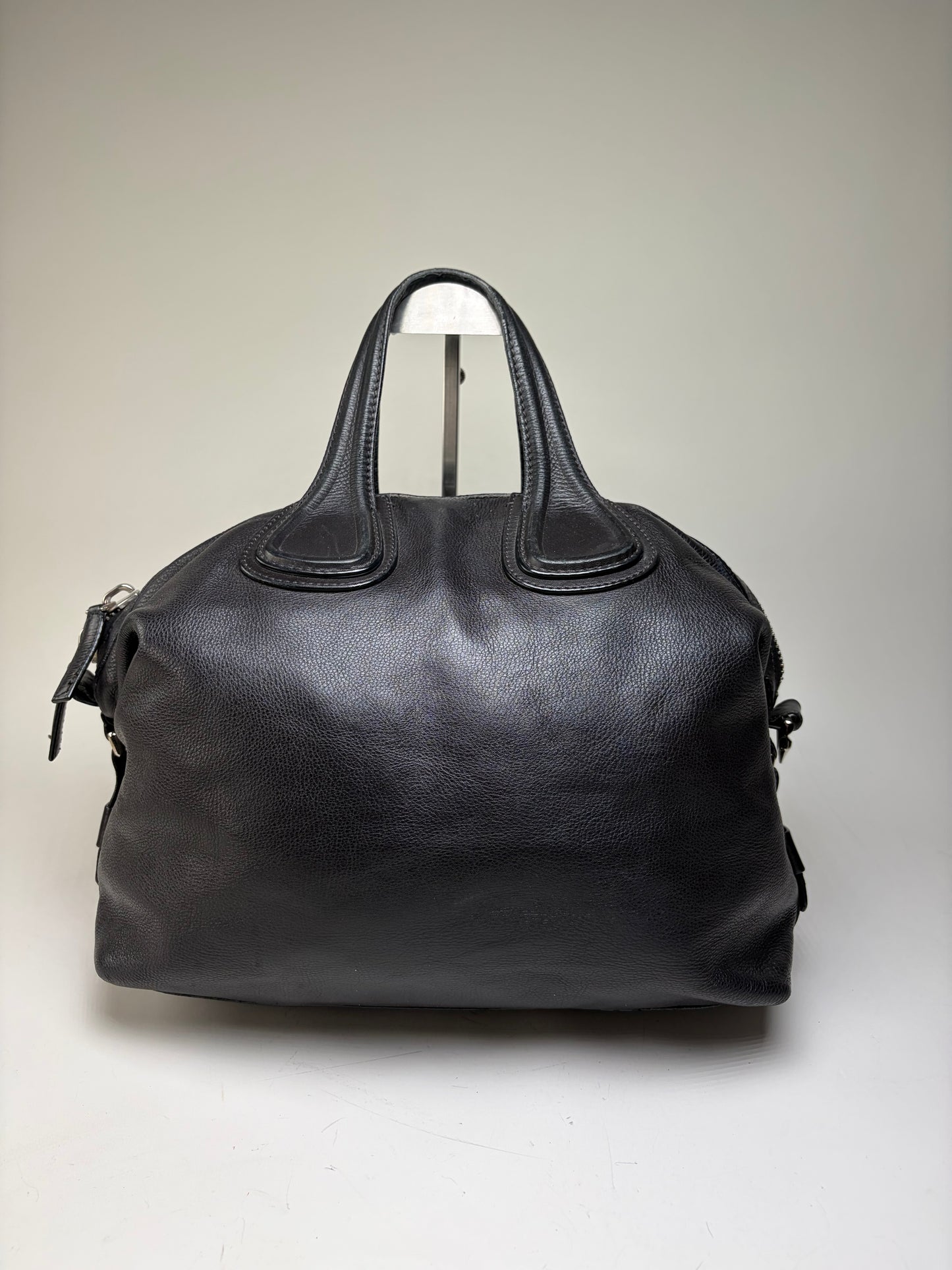 Vintage Givenchy Nightingale Tote Bag Black Leather Silver