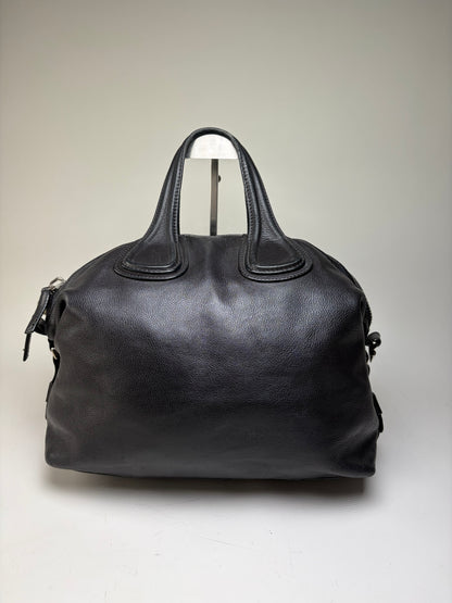 Vintage Givenchy Nightingale Tote Bag Black Leather Silver