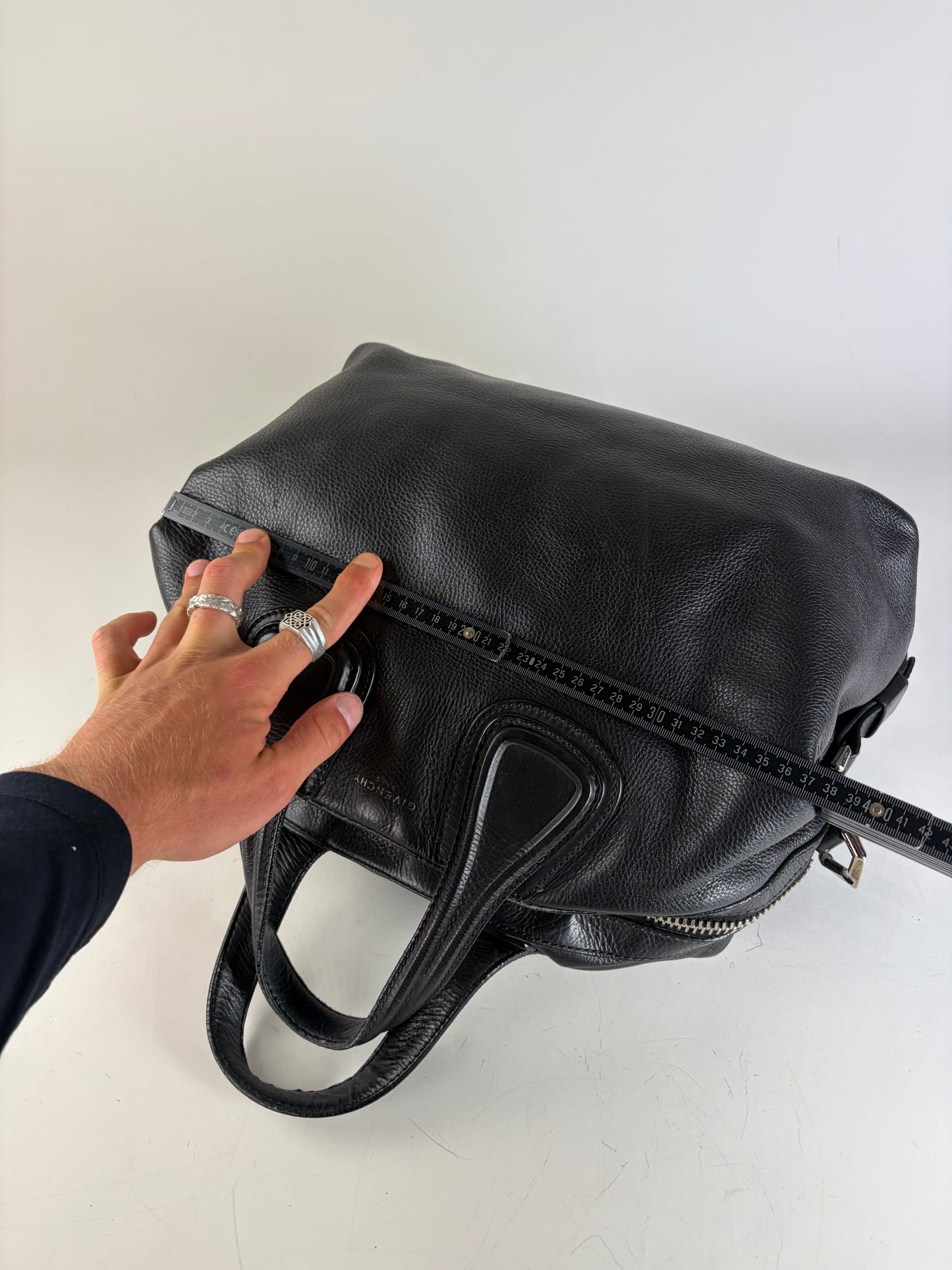 Vintage Givenchy Nightingale Tote Bag Black Leather Silver