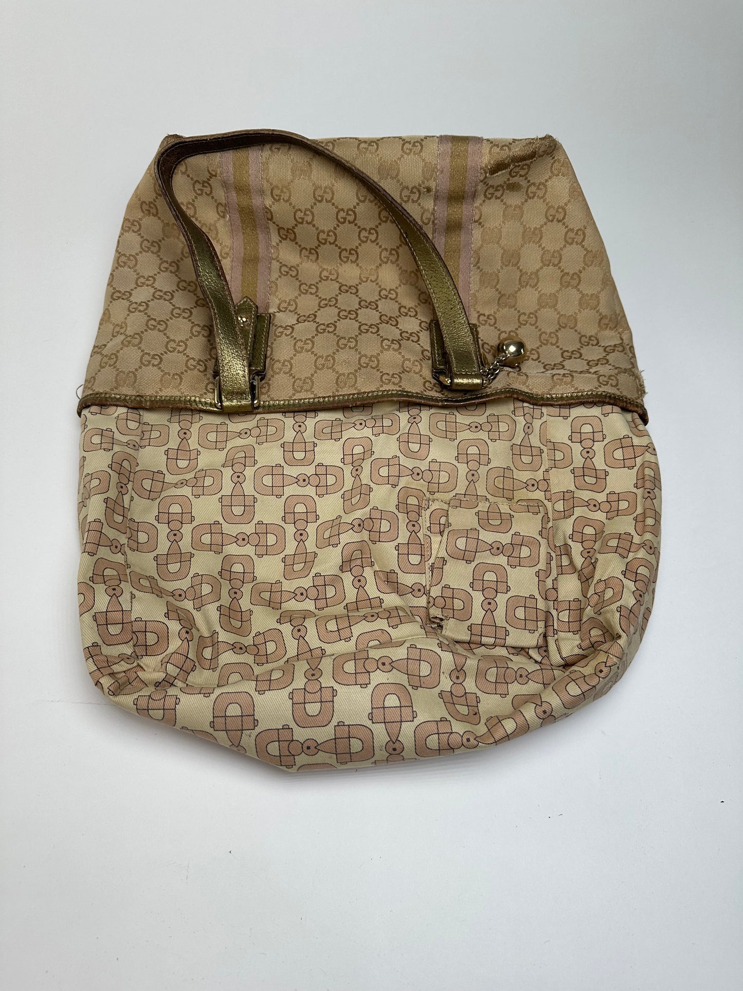 Vintage Gucci Gg Tote Bag Beige