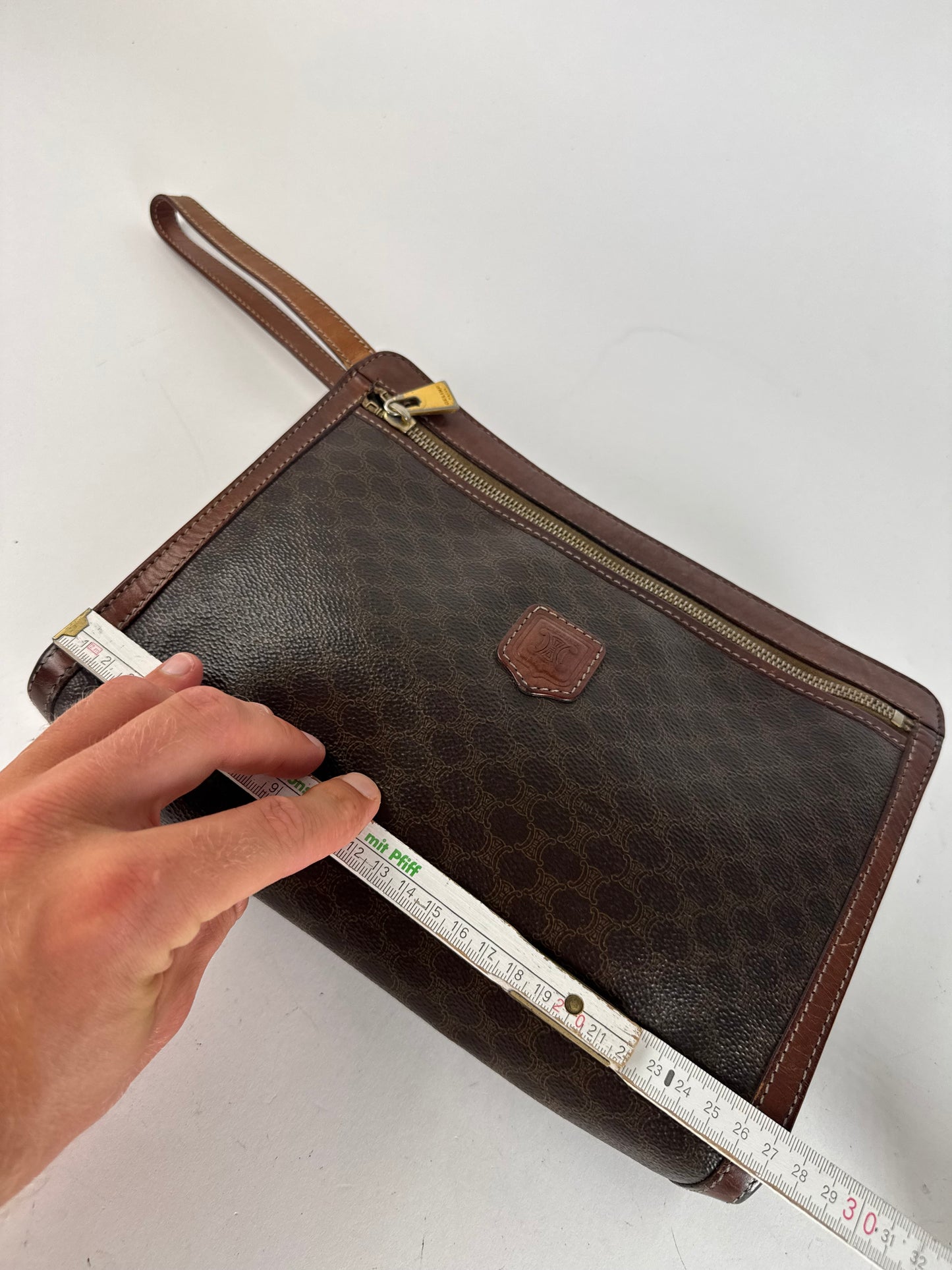 Pochette vintage en cuir marron Céline Paris