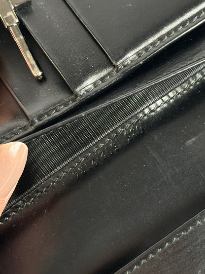 Vintage Gucci Leather Bifold Wallet Early 2000s Black Silver