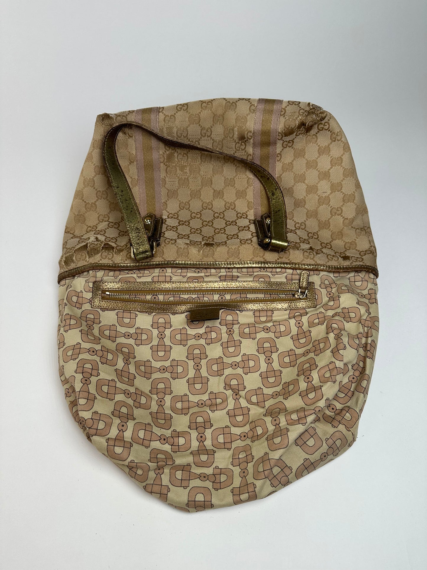 Vintage Gucci Gg Tote Bag Beige