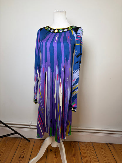 Vintage Emilio Pucci Silk Long Sleeve Dress Multicolor XS