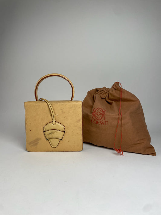 Vintage Loewe Madrid Leather Handbag Beige / Yellow