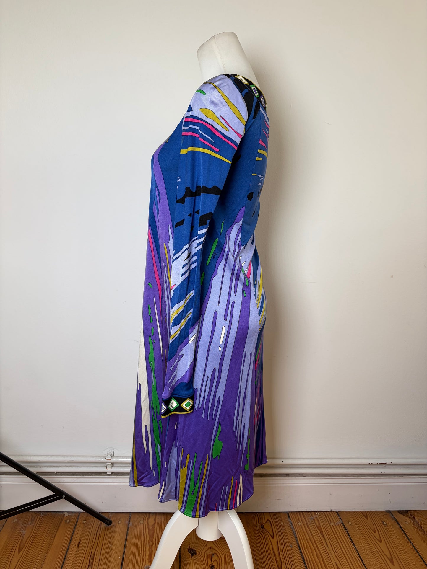Vintage Emilio Pucci Silk Long Sleeve Dress Multicolor XS
