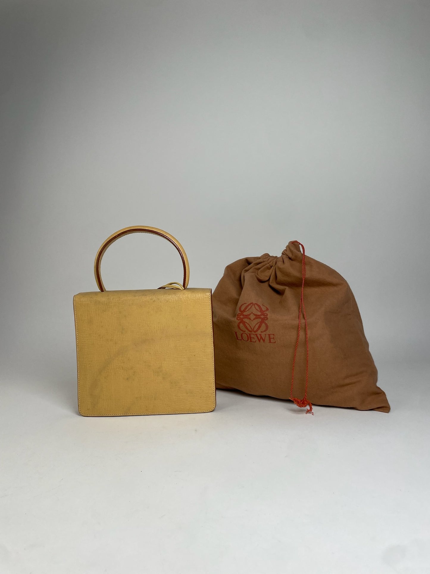 Vintage Loewe Madrid Leather Handbag Beige / Yellow