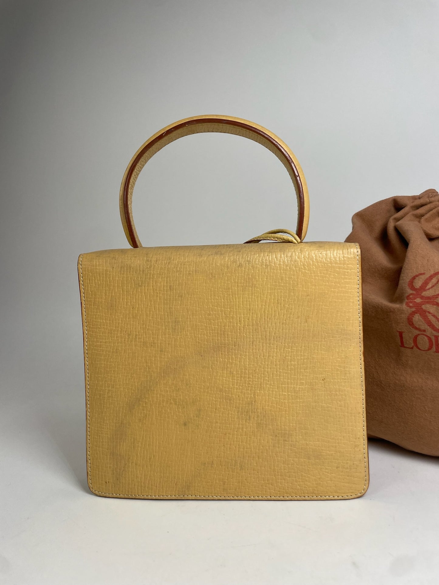 Vintage Loewe Madrid Leather Handbag Beige / Yellow